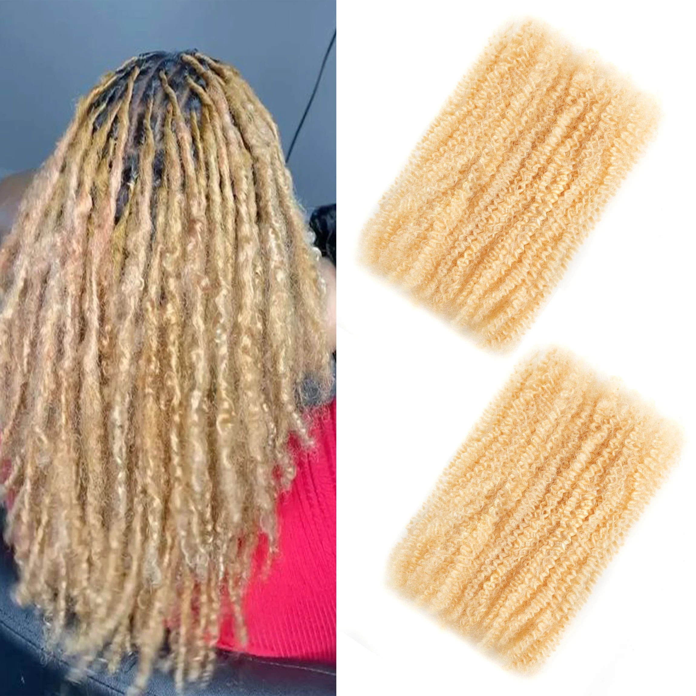 ANNA Factory #613 Blonde Color 50g 100% Human Hair Pre-stretched 4C Hair Afro Kinky Bulk Hair Extension for Hair Salon/ Stylist